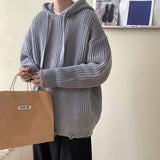 Bonsir Winter Hooded Sweater Men Warm Fashion Casual Knit Pullover Men Korean Loose Hole Long Sleeve Sweater Mens Jumper Clothes M-2XL