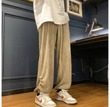 Bonsir Men's Casual Lace Up Corduroy Pants Big Pocket Traight Leggings Fashion Ladies Cargo Pants Loose Plus Size High Quality Clothing