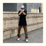 Bonsir New Fashion Letter Embroidery Vintage Brown Men Cargo Jeans Pants Ankle Zipper Hip Hop Baggy Straight Denim Trousers Pantalones
