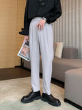 Bonsir Autumn Grey Casual Pants for Men Slim Fit Feet Korean Fashion Sagging Loose Pants for Men with Elastic Waist