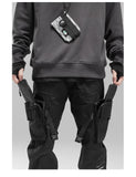 Bonsir Men's Drawstring Pants Side Pockets Loose Techwear Trousers Mechanical Pocket Ribbon Jogger Pants