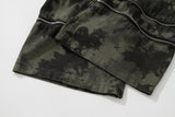 Bonsir Harajuku Zipper and Pockets Straight Wide Leg Camouflage Cargo Pants For Male Spliced Elastic Waist Baggy Casual Denim Trousers