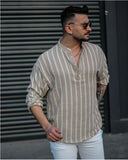 Bonsir Spring and Autumn New Men's Fashion Casual Simple Long-Sleeve Striped Shirt Men Slim Casual High Quality Shirt