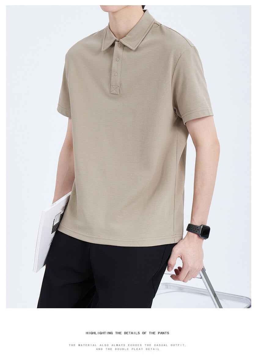 Bonsir Summer New Fashion Business Casual Men's Lapel T-shirts High Quality Solid Color Simple Classical Polo Shirts Male Pullover Tops