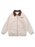 Bonsir Fashion Vintage Zipper Jacket Coat Men Harajuku Vintage Embroidered Polo Jacket Casual Baseball Outwear Tops Thick