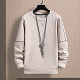 Bonsir Fashion Men Crew Neck Sweaters Patchwork Long Sleeve Knitted Tops Pullover For Mens Autumn Winter Basic Knitting Jumper Sweater