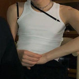 Bonsir Slim Fit T-shirt Inside Tank Tops Men's Sling Irregular Strap Tight Vest White Inner Wear Sexy Sleeveless Tee Genderless