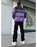 Bonsir Men's Y2k Jeans Cashew Flowers Purple Streetwear Casual Pants Punk Hip Hop Letter Print Baggy Harajuku Straight Denim Trousers