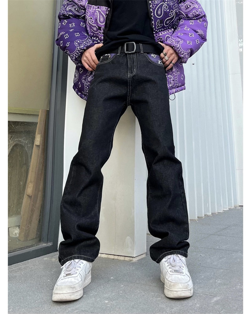 2022 Ropa Dog Print Streetwear Men Hip Hop Baggy Jeans Pants Y2K Clothes  Straight Loose Goth Denim Trousers