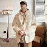 Bonsir Winter Thicken Woolen Coat Men Warm Fashion Casual Thick Woolen Jacket Men Korean Loose Short Woolen Coat Mens Overcoat M-3XL